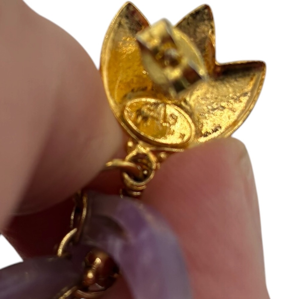 Gas Bijoux Bo Cavallo Lavender Acetate 24K Gold Leaf Statement Earrings - Picture 3 of 3